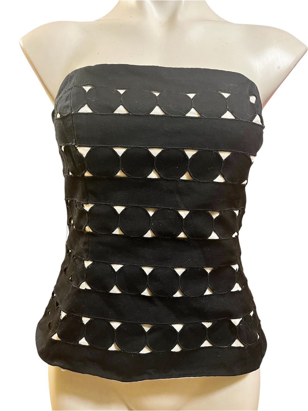 White House Black Market Black Strapless Cutout Band Tube Top
